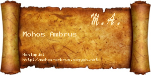 Mohos Ambrus névjegykártya